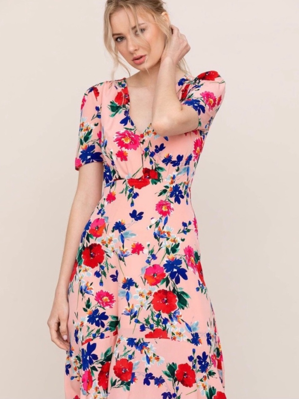 Yumi Kim Sunnyside Pink Stella Dress Size Medium Floral Silk Blend - Picture 1 of 6